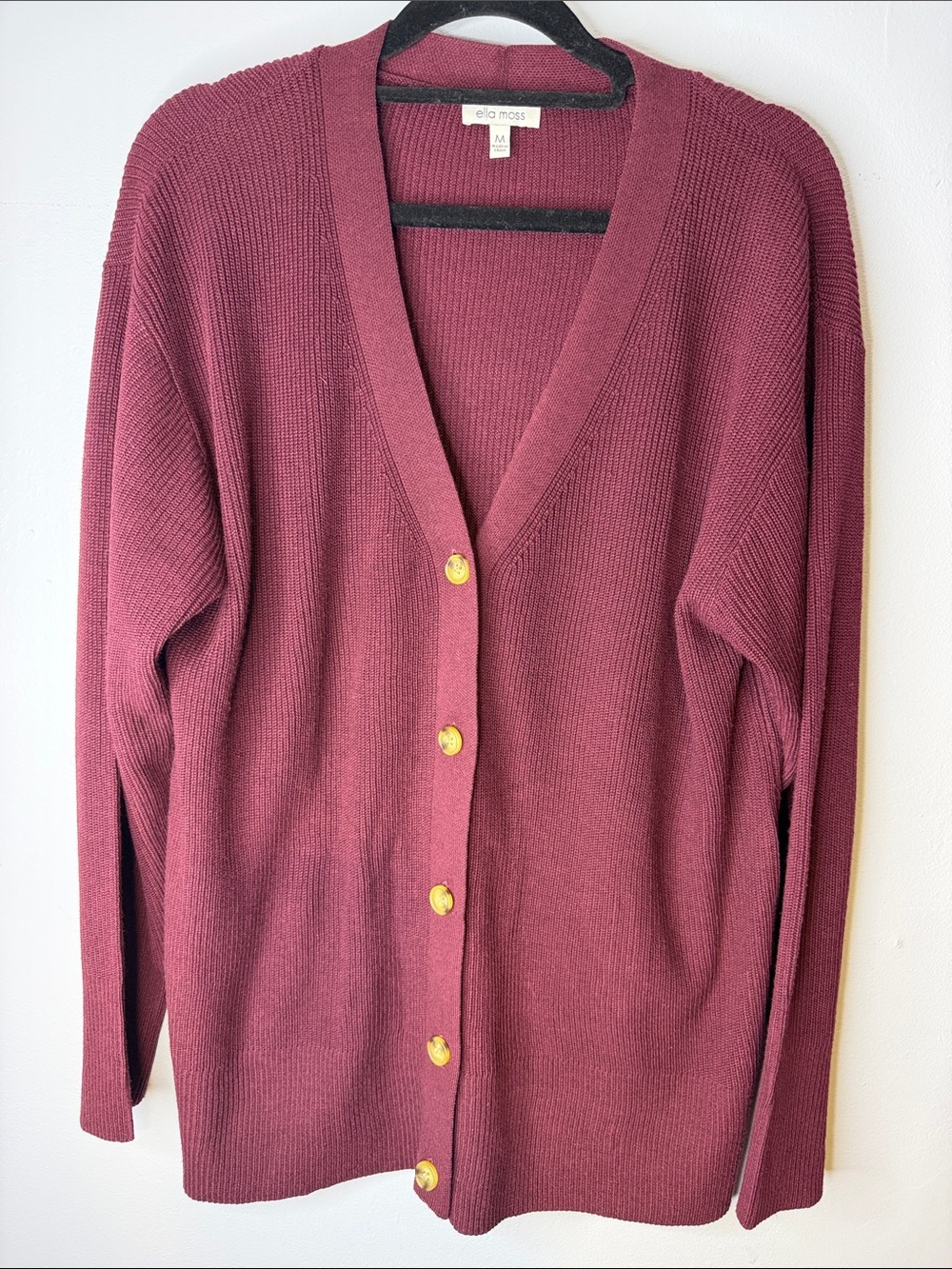 Ella Moss Women's Burgundy Button-Front V-Neck Cardigan Sweater